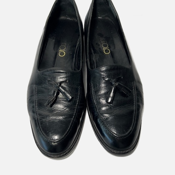 Vito Rufolo Black Loafers Italian Leather Tassled Slip On Mens size 11.5 main image 7